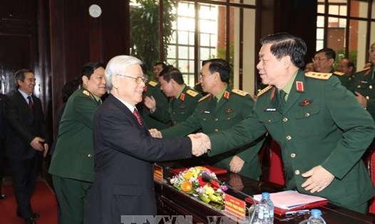  Tổng Bí thư Nguyễn Phú Trọng với các đại biểu. Ảnh: TTXVN