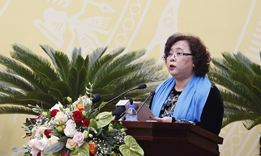 Chủ tịch HĐND TP Nguyễn Thị Bích Ngọc phát biểu khai mạc kỳ họp. Ảnh: P.V