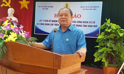 Phó Chủ tịch Tổng LĐLĐVN Trần Văn Lý phát biểu tại hội nghị. Ảnh: THU VÂN