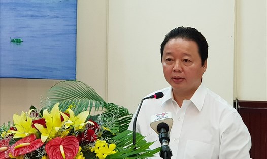 Bộ trưởng Bộ TNMT Trần Hồng Hà phát biểu tại hội nghị. Ảnh: L.X.