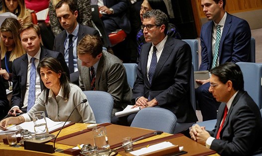 Tất cả thành viên Hội đồng Bảo an chỉ trích quyết định của Mỹ với Jerusalem trong phiên họp ngày 8.12. Ảnh: Reuters