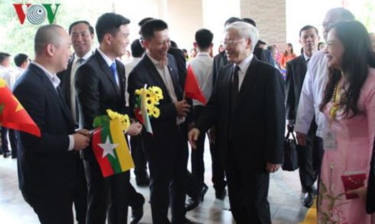 Tổng Bí thư Nguyễn Phú Trọng đã đến sân bay quốc tế Nay Pyi Taw, bắt đầu thăm cấp Nhà nước Myanmar. Ảnh: VOV
