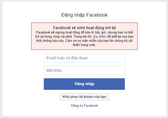 Người dùng không thể truy cập được vì Facebook báo lỗi