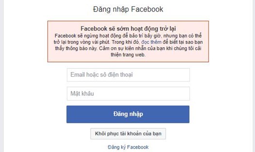 Người dùng không thể truy cập được vì Facebook báo lỗi