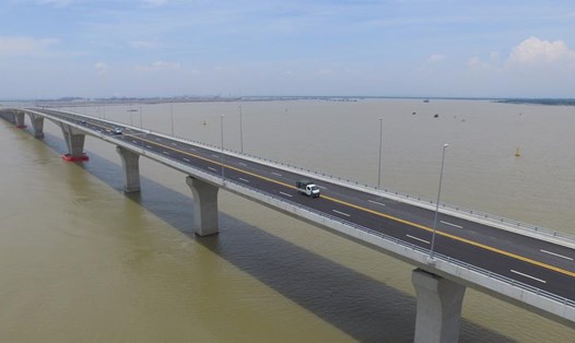 Cầu Tân Vũ - Lạch Huyện là cây cầu vượt biển dài nhất Việt Nam. Ảnh Vũ Quỳnh