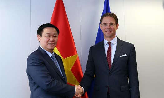Phó Thủ tướng Vương Đình Huệ đã hội kiến Phó Chủ tịch Ủy ban Châu Âu Jyrki Kaitanen. Ảnh: Thành Chung