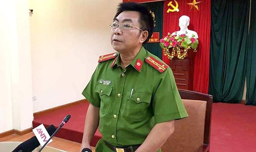 Đại diện Cục CSĐT tội phạm về Ma tuý cung cấp thông tin cho báo giới vụ bắt giữ Nguyễn Văn Tình. Ảnh: Bảo Thắng