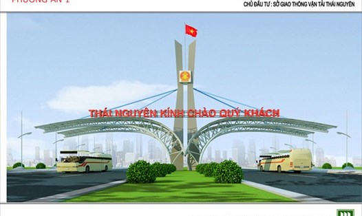 Phương án thiết kế cổng chào biểu tượng của Thái Nguyên. Ảnh: Vietnamnet