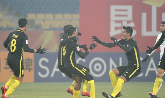 U23 Malaysia ăn mừng bàn thắng vào lưới U23 Saudi Arabia . Ảnh: AFC