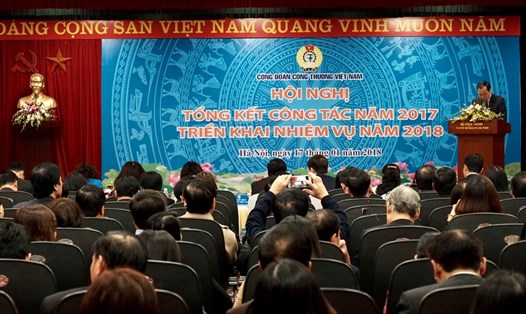 Chủ tịch CĐCTVN Trần Quang Huy phát biểu tại hội nghị. Ảnh: Sơn Tùng