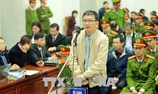 Ông Trịnh Xuân Thanh tại phiên tòa sáng nay khi được nói lời sau cùng. Ảnh TTXVN.