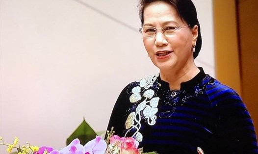 Chủ tịch Quốc hội Nguyễn Thị Kim Ngân phát biểu tại lễ khai mạc APPF-26. Ảnh: P.V