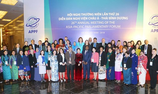 Các đại biểu dự phiên họp Nữ nghị sĩ APPF-26 ngày 18.1.2018. Ảnh: TTXVN