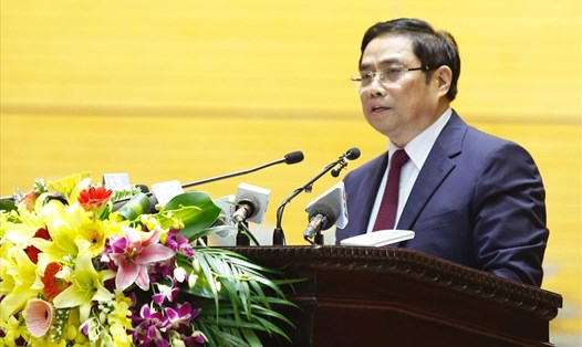 Ông Phạm Minh Chính phát biểu tại hội nghị 