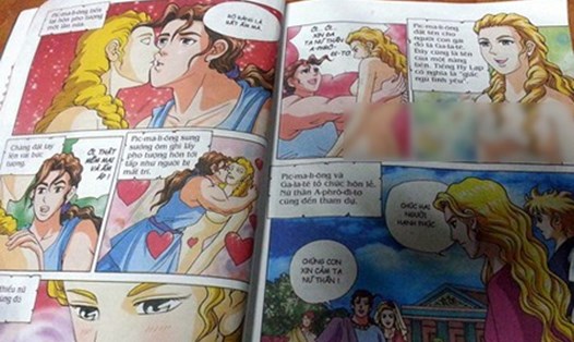 Hình ảnh "nhạy cảm" được chụp lại từ cuốn sách "Anh hùng Héc-quyn" do NXB Kim Đồng in ấn. 