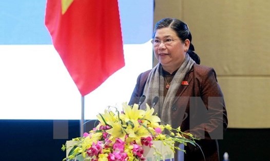 Phó Chủ tịch Thường trực Quốc hội Tòng Thị Phóng phát biểu dẫn đề tại phiên toàn thể về các vấn đề chính trị, an ninh ngày 19.1. Ảnh: TTXVN