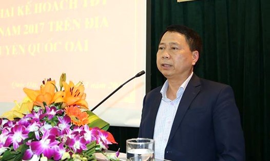 Chủ tịch UBND huyện Quốc Oai Nguyễn Hồng Lâm. Ảnh: Cổng TTĐT huyện Quốc Oai.