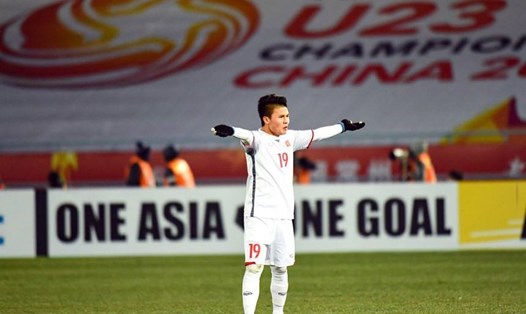 Quang Hải ghi 2 bàn thắng và là người hùng của U23 Việt Nam. Ảnh: AFC 