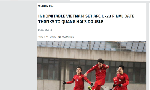 Truyền thông nước ngoài đánh giá cao đóng góp của Quang Hải trong trận đấu giữa U23 Việt Nam và Qatar. Ảnh chụp màn hình.