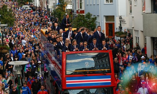 Tuyển Iceland về nước như những nhà vô địch EURO 2016. Ảnh: Getty