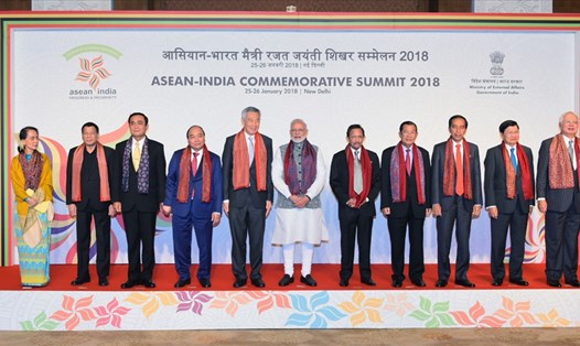 Các nhà lãnh đạo ASEAN - Ấn Độ tại hội nghị. Ảnh: PIB. 