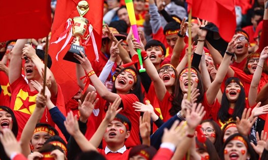 Người hâm mộ hết mình vì U23 Việt Nam. Ảnh: Sơn Tùng