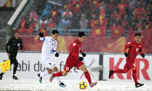 U23 Việt Nam ghi điểm trong mắt truyền thông Châu Á dù để thua U23 Uzbekistan trong trận chung kết giải U23 Châu Á 2018. ẢNh: AFC