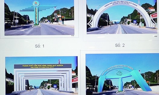 Một số mẫu cổng chào TP.Cẩm Phả, tỉnh Quảng Ninh. Ảnh: CTV