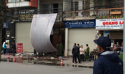 Hiện trường người đàn ông tự thiêu dẫn tới tử vong trên phố Quang Trung (Hải Phòng). Ảnh: Trần Vương