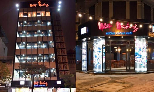 Nhà hàng Nhất Nướng tại Hà Nội (trái) và cơ sở nhái tại Hà Tĩnh. 