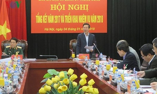 Ủy viên Bộ Chính trị, Bí thư Trung ương Đảng, Trưởng Ban Tuyên giáo Trung ương Võ Văn Thưởng phát biểu tại Hội nghị