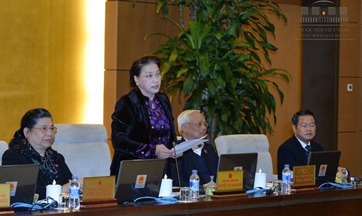 Chủ tịch Quốc hội Nguyễn Thị Kim Ngân phát biểu tại phiên họp thứ 19 của Ủy ban TVQH (Ảnh: QH)