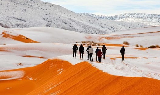 Tuyết phủ ở "Cửa ngõ vào sa mạc Sahara". Ảnh: CNN