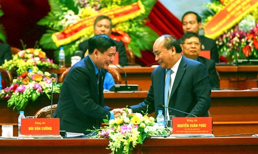 Thủ tướng Nguyễn Xuân Phúc tại Diễn đàn “Công đoàn Việt Nam đồng hành với Chính phủ nâng cao năng lực cạnh tranh quốc gia và phát triển bền vững đất nước”. Ảnh: SƠN TÙNG