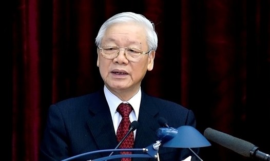 Tổng Bí thư Nguyễn Phú Trọng phát biểu khai mạc Hội nghị Trung ương 8 khóa XII (Ảnh: Nhật Bắc)