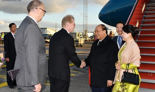 Thủ tướng Nguyễn Xuân Phúc và Phu nhân tới Thủ đô Copenhagen, Đan Mạch. Ảnh: VGP.
