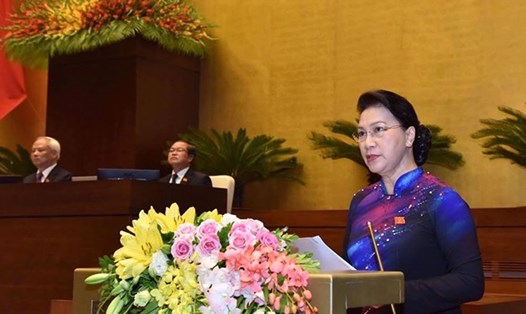Chủ tịch Quốc hội Nguyễn Thị Kim Ngân phát biểu khai mạc. Ảnh Ý Như.
