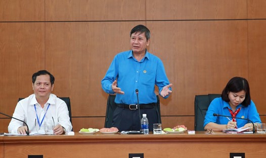 Phó Chủ tịch Thường trực Tổng LĐLĐVN Trần Thanh Hải phát biểu tại buổi làm việc. Ảnh: Hải Nguyễn
