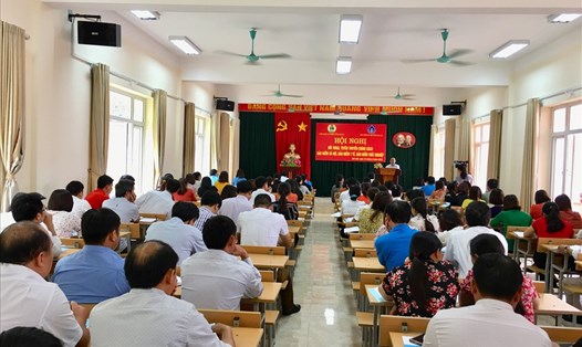 Toàn cảnh hội nghị tuyên truyền về BHXH do LĐLĐ tỉnh Lào Cai tổ chức.