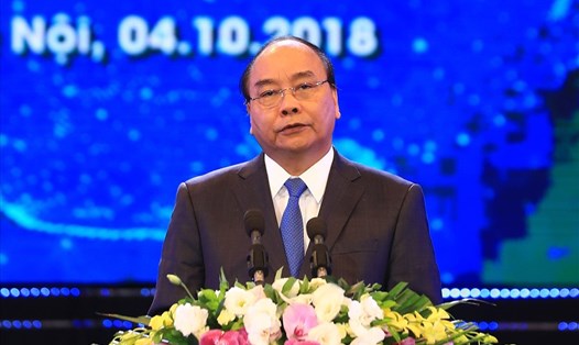 Thủ tướng Nguyễn Xuân Phúc phát biểu tại Hội nghị tổng kết 30 năm đầu tư nước ngoài tại Việt Nam sáng 4.10. Ảnh: TTXVN