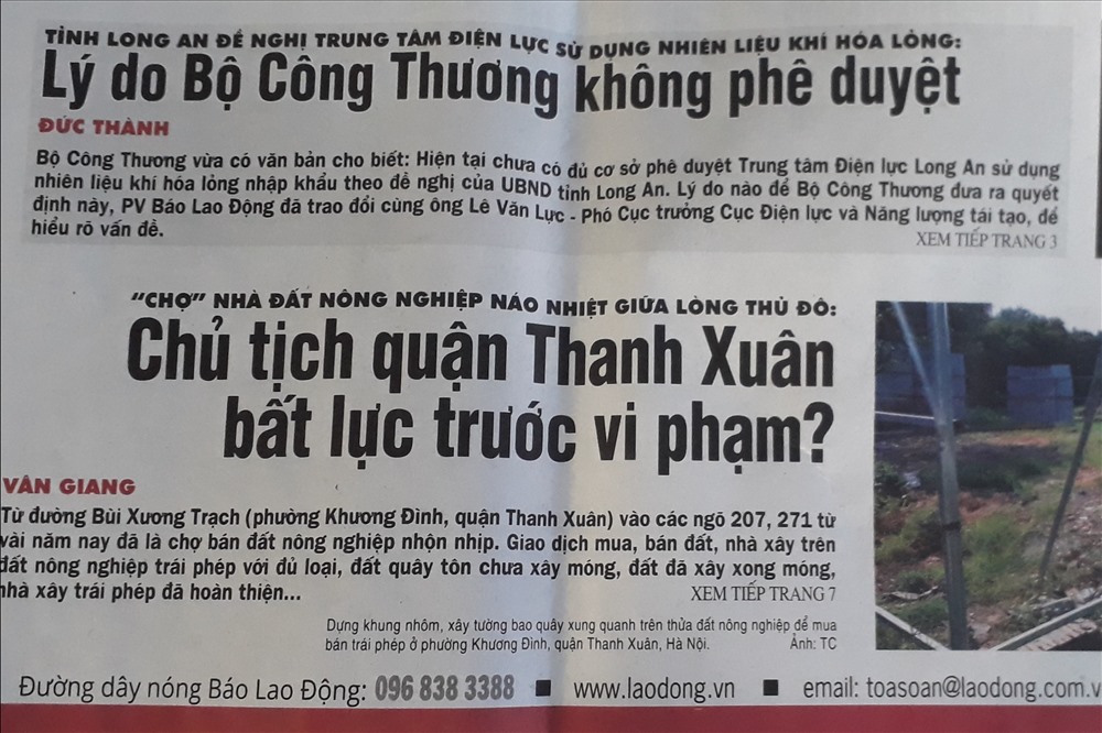 Bài báo phản ánh về vi phạm trật tự xây dựng tràn lan tại các tổ 13, 14, 15 phường Khương Đình, quận Thanh Xuân, TP. Hà Nội. Ảnh: TC