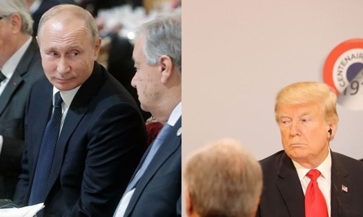 Ông Vladimir Putin và ông Donald Trump tại bữa trưa ngày 11.11 ở Paris. Ảnh: Reuters.