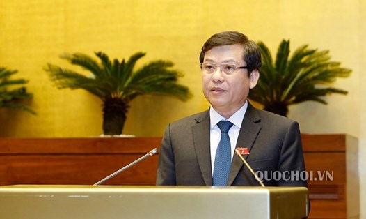 Viện trưởng Viện KSND Tối cao Lê Minh Trí trình bày báo cáo trước Quốc hội sáng 13.11. 
