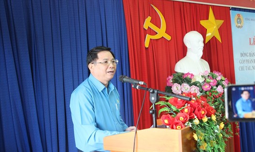 Ông Vũ Xuân Thủy, Chủ tịch Công đoàn NNPTNT phát biểu tại buổi Lễ phát động