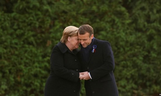 Tổng thống Pháp Emmanuel Macron và Thủ tướng Đức Angela Merkel ở Compiegne, Pháp, ngày 10.11. 2018. Ảnh: Reuters