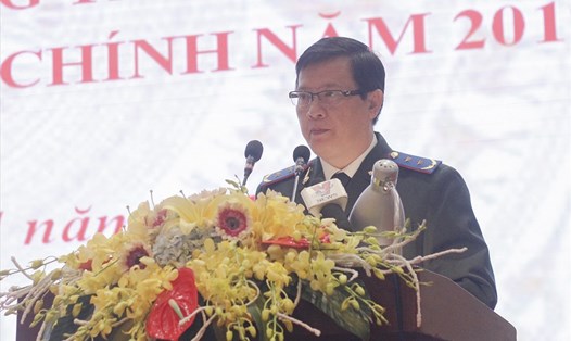 Ông Mai Lương Khôi - Tổng cục trưởng Tổng cục Thi hành án dân sự phát biểu tại Hội nghị. Ảnh Trần Vương