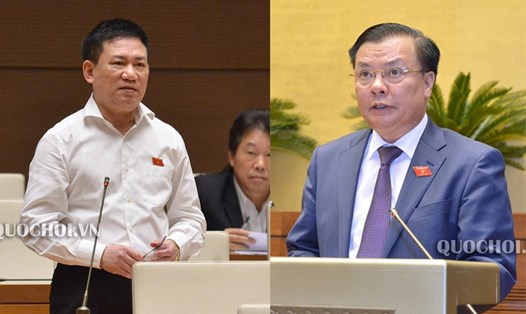 Tổng Kiểm toán Nhà nước Hồ Đức Phớc (trái) và Bộ trưởng Tài chính Đinh Tiến Dũng. Ảnh: Quochoi.vn