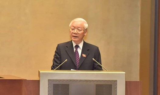 Chủ tịch Nước Nguyễn Phú Trọng trình bày Tờ trình về việc đề nghị Quốc hội phê chuẩn Hiệp định Đối tác Toàn diện và Tiến bộ xuyên Thái Bình Dương (CPTPP).