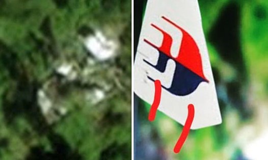 Daniel Boyer tin rằng đã tìm thấy logo của Malaysia Arlines trong rừng Campuchia, nơi MH370 bị rơi. Ảnh: Express