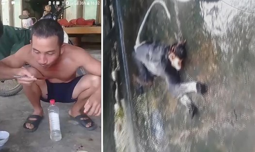 Hình ảnh đối tượng ăn óc khỉ sống gây phẫn nộ cộng đồng mạng - Ảnh: cắt từ video
